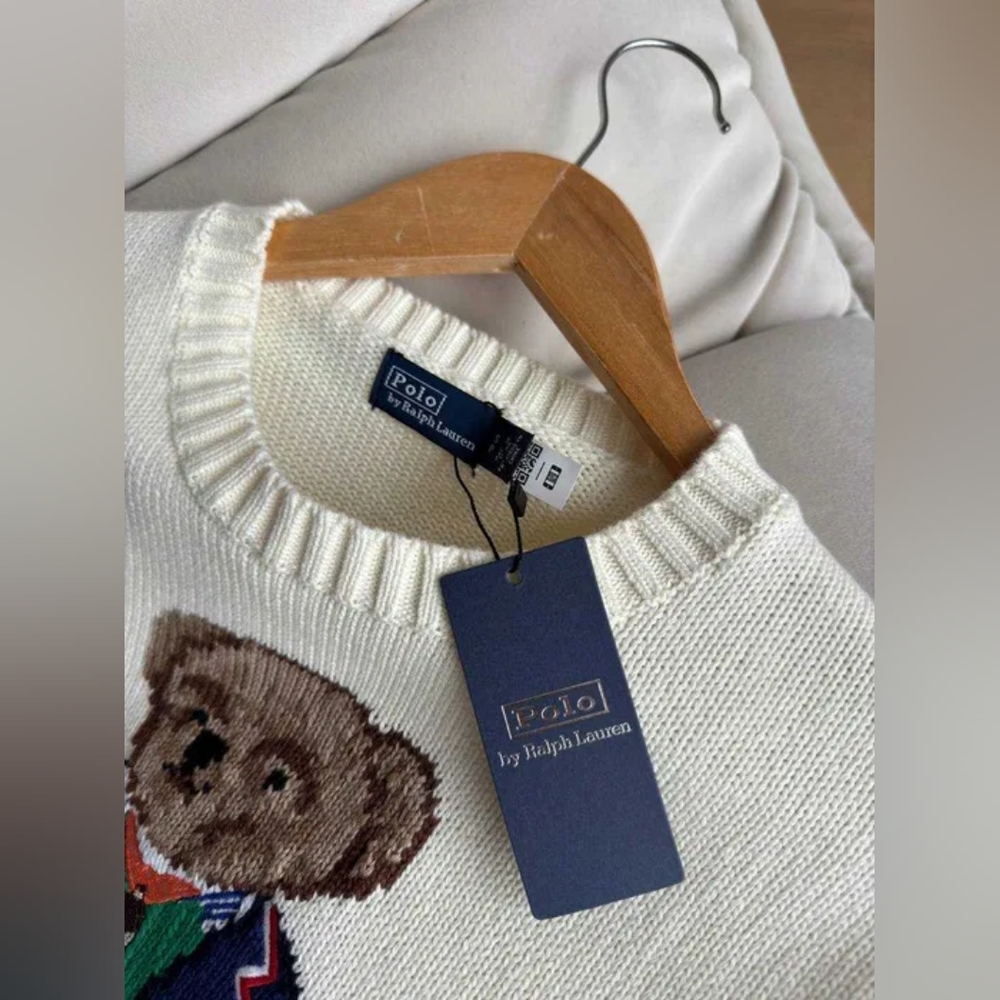 White Polo Ralph Lauren Bear Sweater - Picture 6 of 7